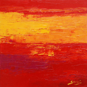 Painting titled "1279-19Q Red Sea" by Saroja, Original Artwork, Oil Mounted on Wood Panel