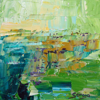 제목이 "1208-10Q Green Beac…"인 미술작품 Saroja로, 원작, 기름 목재 패널에 장착됨