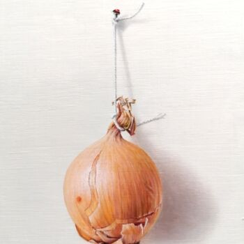 Painting titled "L'oignon suspendu!" by Abdolreza Sarrafi, Original Artwork, Oil