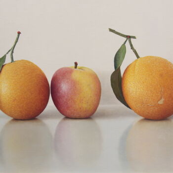 Peinture intitulée "Trio fruits !" par Abdolreza Sarrafi, Œuvre d'art originale, Huile