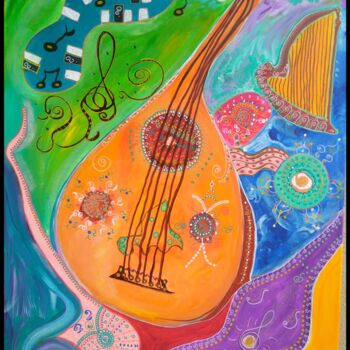 Peinture intitulée "La Mandoline" par Sasariri, Œuvre d'art originale, Acrylique