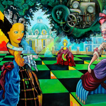 Pintura intitulada "DOLL BALL" por Sasha Bom, Obras de arte originais, Óleo