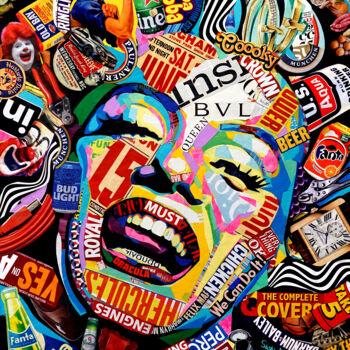 Collages titled "MONROE" by Sasha Bom, Original Artwork, Collages Mounted on Wood Panel