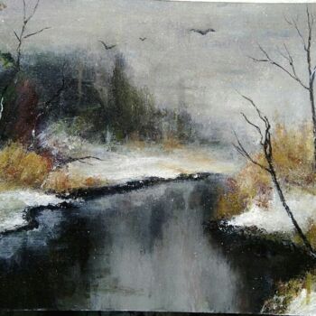 Painting titled "Winter acrylic land…" by Sasha Brisac, Original Artwork, Acrylic