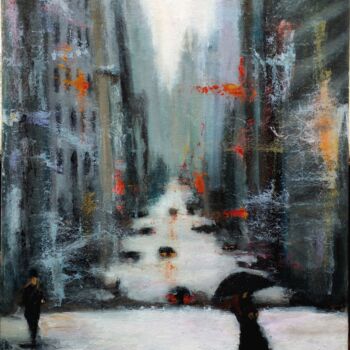 Schilderij getiteld "Winter in New York" door Sasha Brisac, Origineel Kunstwerk, Acryl