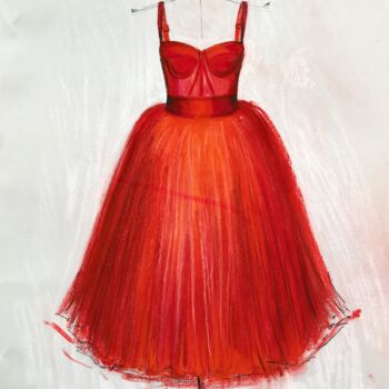 Dessin intitulée "SMALL RED DRESS" par Sasha Robinson, Œuvre d'art originale, Pastel