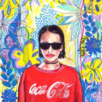 Painting titled "COCA COLA GIRL" by Sasha Robinson, Original Artwork, Oil