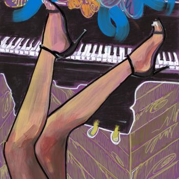 Zeichnungen mit dem Titel "PIANO GIRL" von Sasha Robinson, Original-Kunstwerk, Acryl