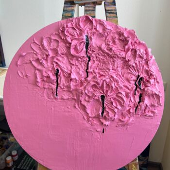 Sculpture intitulée "Pink and black circ…" par Sasha Robinson, Œuvre d'art originale, Bois