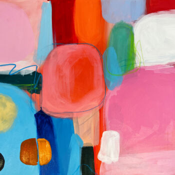 Peinture intitulée "Pink on red and blu…" par Sasha Robinson, Œuvre d'art originale, Acrylique