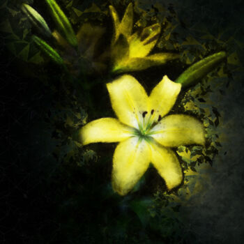 Цифровое искусство под названием "Yellow Lilies" - Sasha Rzhondkovsky, Подлинное произведение искусства, Цифровая живопись