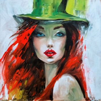 Pintura intitulada "Irish Girl" por Sasha Savona, Obras de arte originais, Óleo Montado em Cartão