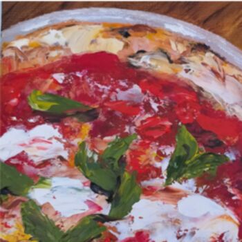 Pittura intitolato "Pizza Margherita" da Sasha Savona, Opera d'arte originale, Olio Montato su Cartone