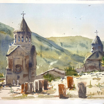 Malerei mit dem Titel "Armenia, Noravank" von Sasha Snegir, Original-Kunstwerk, Aquarell