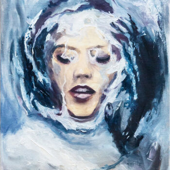 Painting titled "Depth" by Sasha Snegir, Original Artwork, Oil Mounted on Cardboard