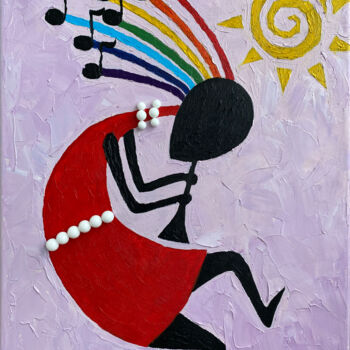 Painting titled "The Rainbow Spirit…" by Sasha Snegir, Original Artwork, Oil Mounted on Wood Stretcher frame