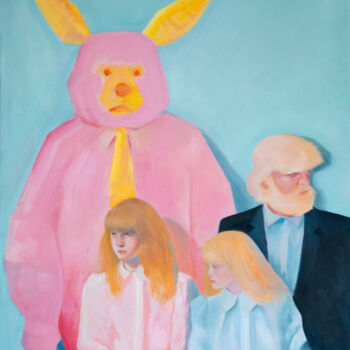 Картина под названием "Bunny" - Sasha Sol, Подлинное произведение искусства, Масло Установлен на Деревянная рама для носилок