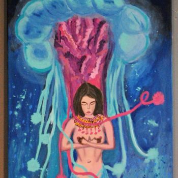 Pintura intitulada "Jellyfish Captive" por Nezabyvaemo, Obras de arte originais, Acrílico