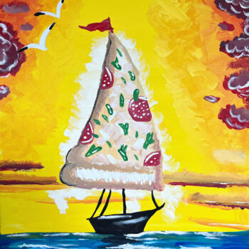 Painting titled "Pizza Sail" by Nezabyvaemo, Original Artwork, Acrylic