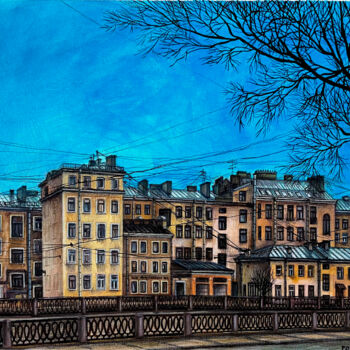 Картина под названием "Karpovka embankment" - Aleksandra Podosinovik, Подлинное произведение искусства, Акрил