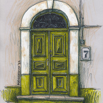 Disegno intitolato "Portrait of a door…" da Aleksandra Podosinovik, Opera d'arte originale, Matita