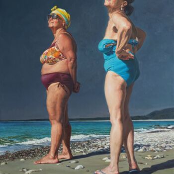 Painting titled "Sunworshippers" by Sasha Sokolova, Original Artwork, Oil