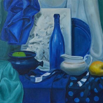 Pittura intitolato "Blue Still Life" da Sasha Solomon, Opera d'arte originale, Olio