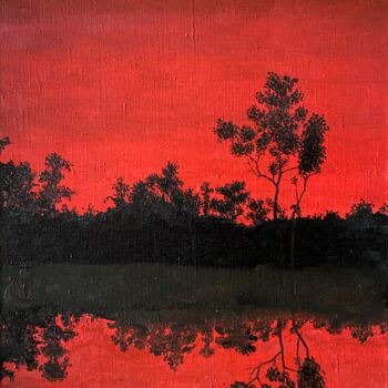 Картина под названием "Red Sunset" - Sasha Solomon, Подлинное произведение искусства, Масло