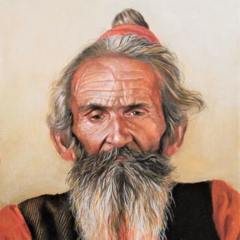 Painting titled "Pushkar man" by Sasho Violetov, Original Artwork, Acrylic