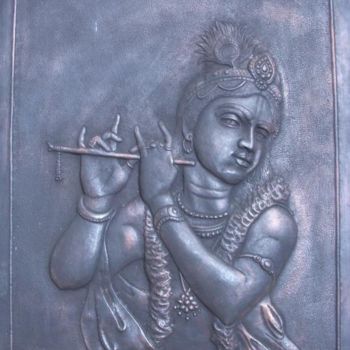 Sculpture intitulée "Krishna" par Sasi, Œuvre d'art originale, Métaux