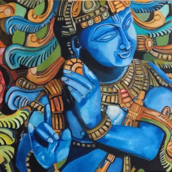 Painting titled "Sr Krishna" by Jose Antonio Zafra López, Original Artwork, Oil