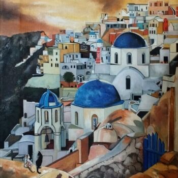 Painting titled "Santorini" by Jose Antonio Zafra López, Original Artwork, Oil