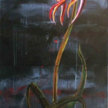 Painting titled "Flower grounded amo…" by Yanick Sasseville, Original Artwork