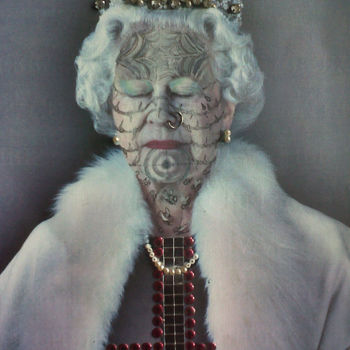 Collages titulada "Tattooed Queenie" por Sassy Luke, Obra de arte original, Papel