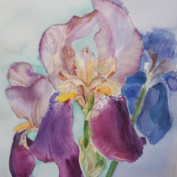 Painting titled "Iris" by Sateh, Original Artwork, Watercolor