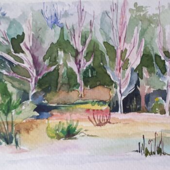 Painting titled "Forest" by Sateh, Original Artwork, Watercolor