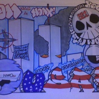 Drawing titled "9/11 UNDER SURVELLI…" by Satedog, Original Artwork