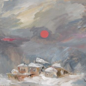 Pintura intitulada "Winter sunset" por Satenik Hovhannisyan, Obras de arte originais