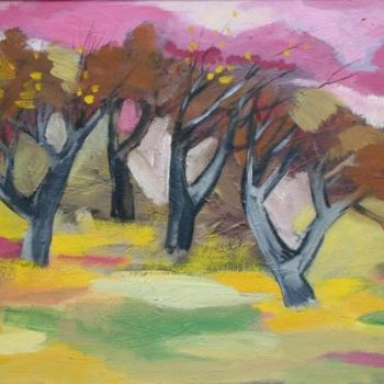 Painting titled "Autumn trees" by Satenik Hovhannisyan, Original Artwork