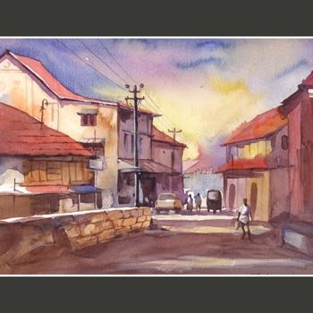 Painting titled "Landscape_07" by Satheesh, Original Artwork