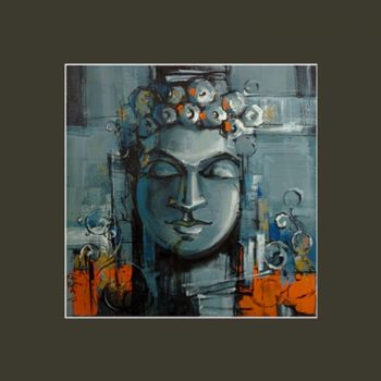 Malarstwo zatytułowany „Meditating Buddha” autorstwa Satheesh, Oryginalna praca, Olej