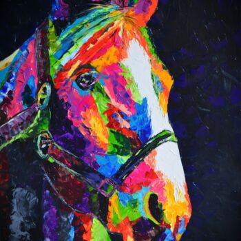 Painting titled "Horse" by Satyä (Daniele Boutier), Original Artwork, Oil