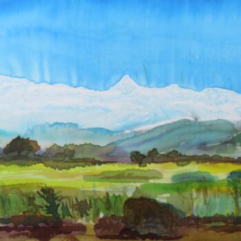 제목이 ""Himalaya" - Seiden…"인 미술작품 Satyam Art로, 원작, 섬유 섬유 유리에 장착됨