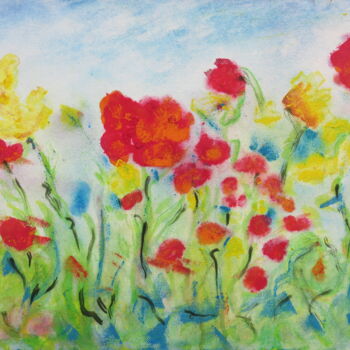 Malerei mit dem Titel ""Blumenwiese II"" von Satyam Art, Original-Kunstwerk, Acryl