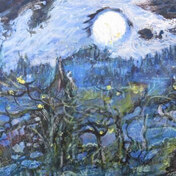 Peinture intitulée ""Nacht im Mondschei…" par Satyam Art, Œuvre d'art originale, Acrylique