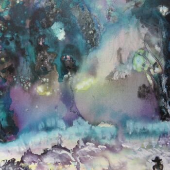 Peinture intitulée ""Aurora Borealis" I" par Satyam Art, Œuvre d'art originale, Acrylique