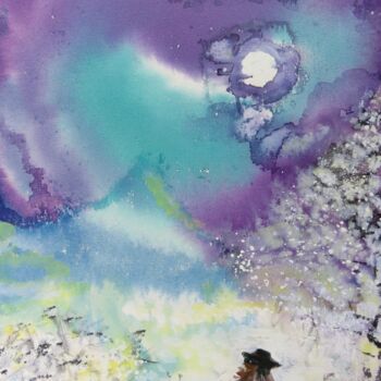Malerei mit dem Titel ""Aurora Borealis" I…" von Satyam Art, Original-Kunstwerk, Acryl