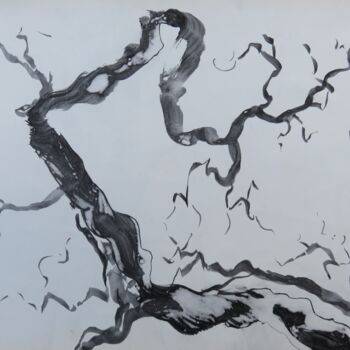 Malerei mit dem Titel ""Bäume II" - Tusche…" von Satyam Art, Original-Kunstwerk, Tinte