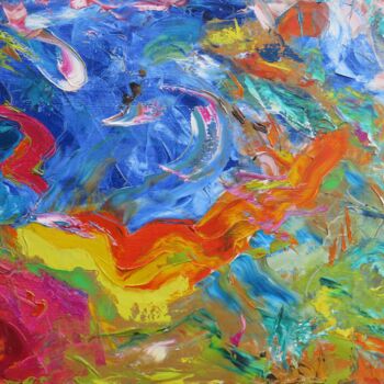 Malerei mit dem Titel "Farbkomposition auf…" von Satyam Art, Original-Kunstwerk, Acryl
