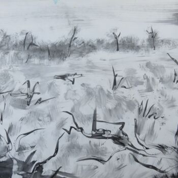 Zeichnungen mit dem Titel ""Winterlandschaft"…" von Satyam Art, Original-Kunstwerk, Tinte